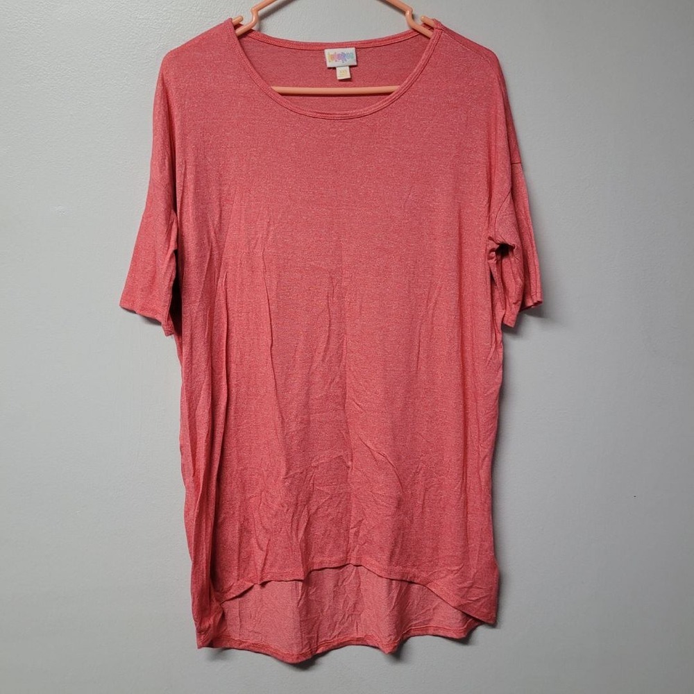 Lularoe XXS Coral Heathered Dolman Sleeve Tunic‎ Shirt Hi Low Hem Women